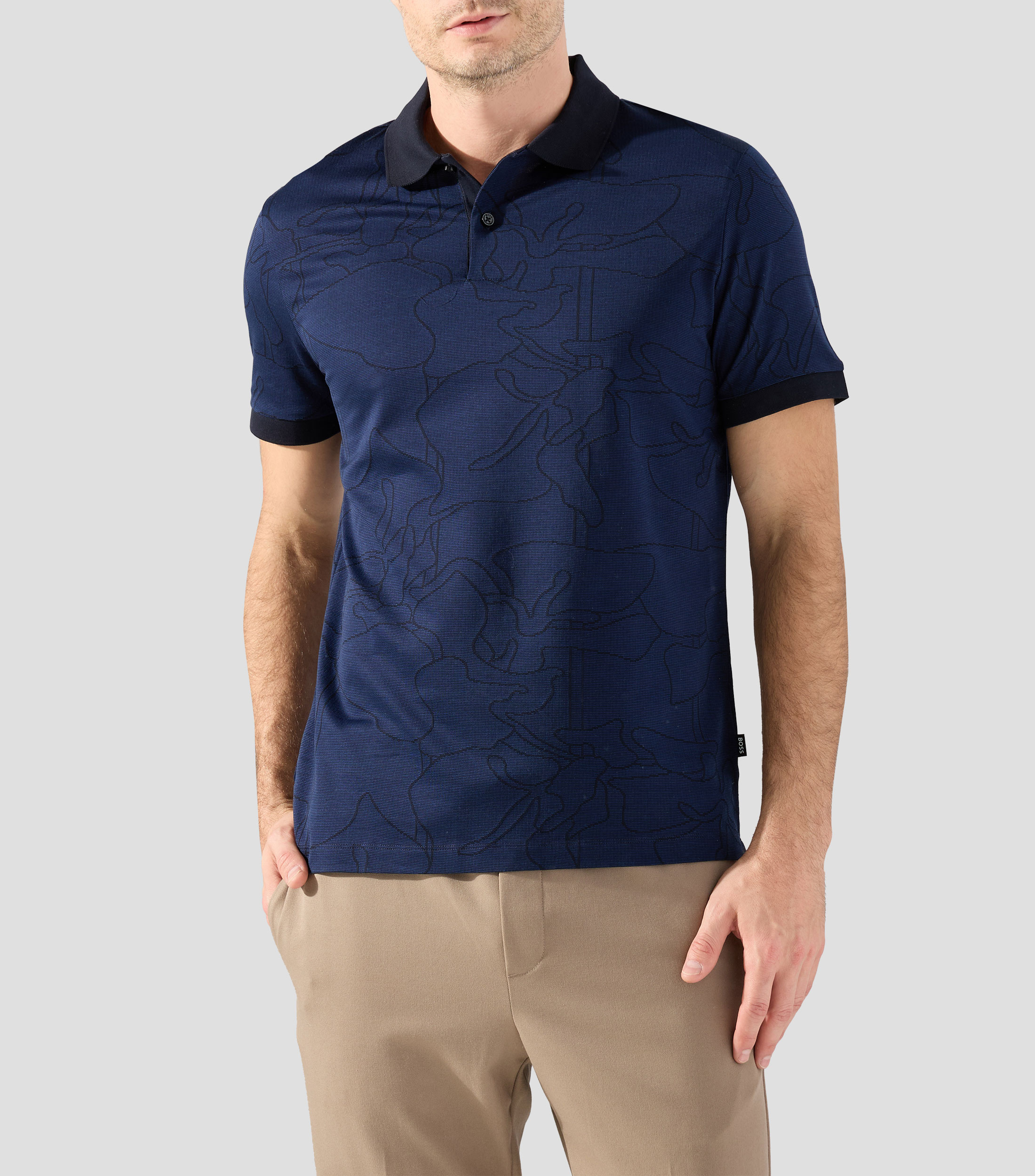 Polo de algodón con motivo en jacquard Hombre